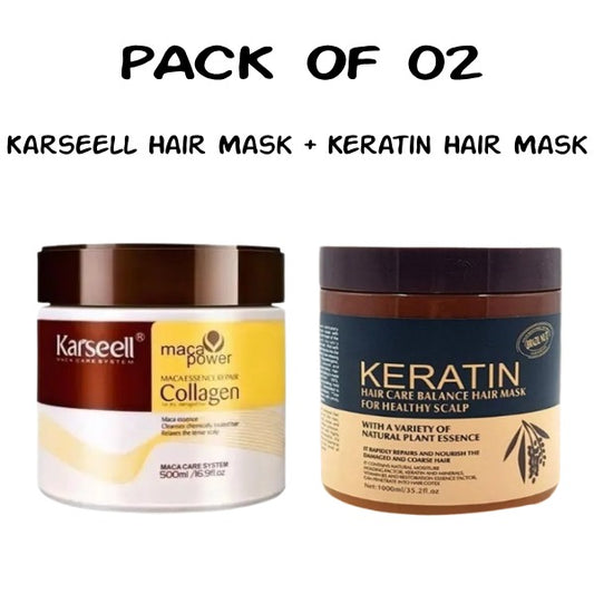 Pack Of 02 | Sealed Packed | Karseell Hair Mask And Keratin Hair Care Balance Mask And Treatment For Healthy Scalp