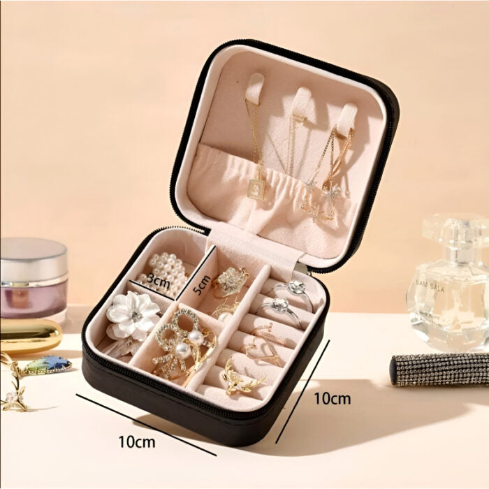 Mini Jewelry Organizer – Stylish and Portable Compact Storage Box for Rings, Earrings, and Necklaces