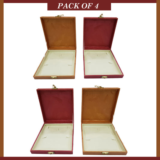 Pack Of 4 Jewelry Display Box Case Organizers With Flat Pads For Necklace Storage