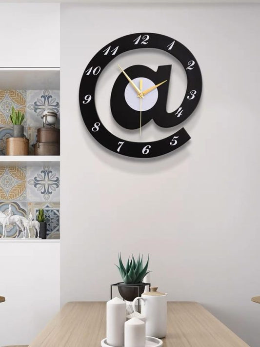 The Sign (@)3d Wooden Wall Clock For Living Room, Bed Room Home Decor Art & Hanging Decorative Showpiece Items