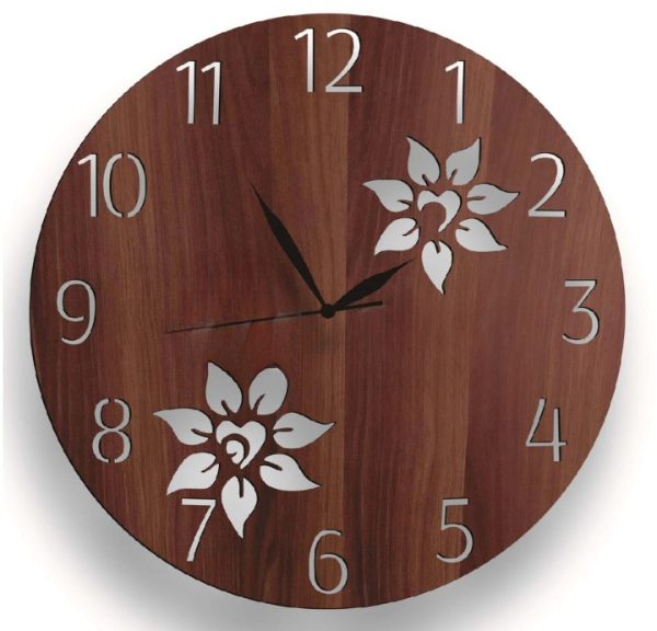 Wooden 3d Wall Clock Modern Design Flower Cut Living Room Decoration Kitchen Clock Art